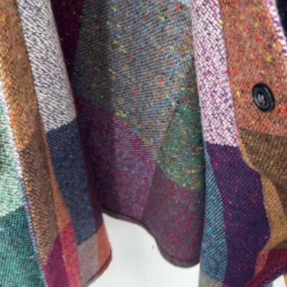 John Malloy dongal tweed Colorful Plaid Wool cape/Coat OS - Picture 7 of 7